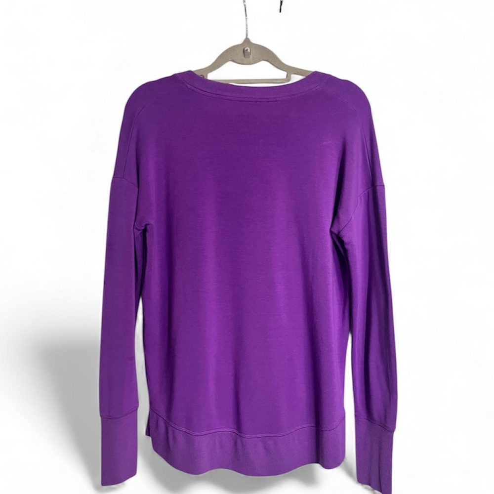 Athleta Coaster Luxe Fleece Women's Purple Running Sweatshirt Oversized Small. - Picture 2 of 7